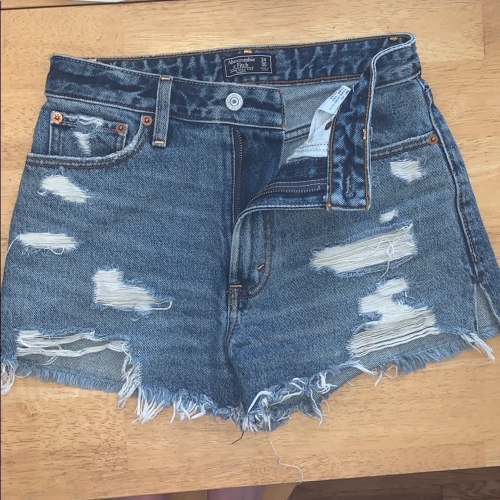 High rise denim shorts